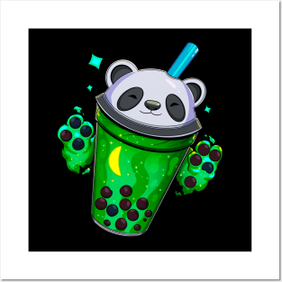 Starry Panda Bubble Tea - Emerald Dream Posters and Art